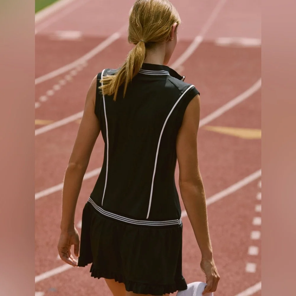 Daily Practice Black Quarter Zip Drop Waist Mini Dress Size M NWT - Picture 3 of 6